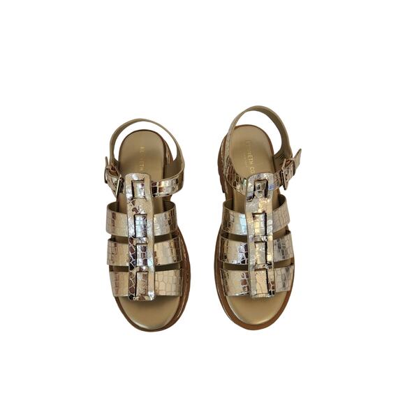 NIB Kenneth Cole Herron Metallic Platform Fisherman Sandal Gold 7.5M - Picture 4 of 7